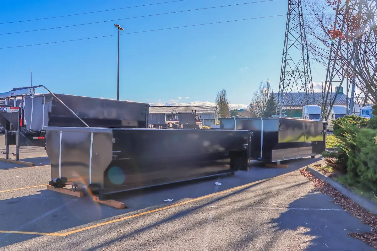 Roll-off dumpster ready for waste disposal at job site for Construction Dumpster Rental in Scarborough